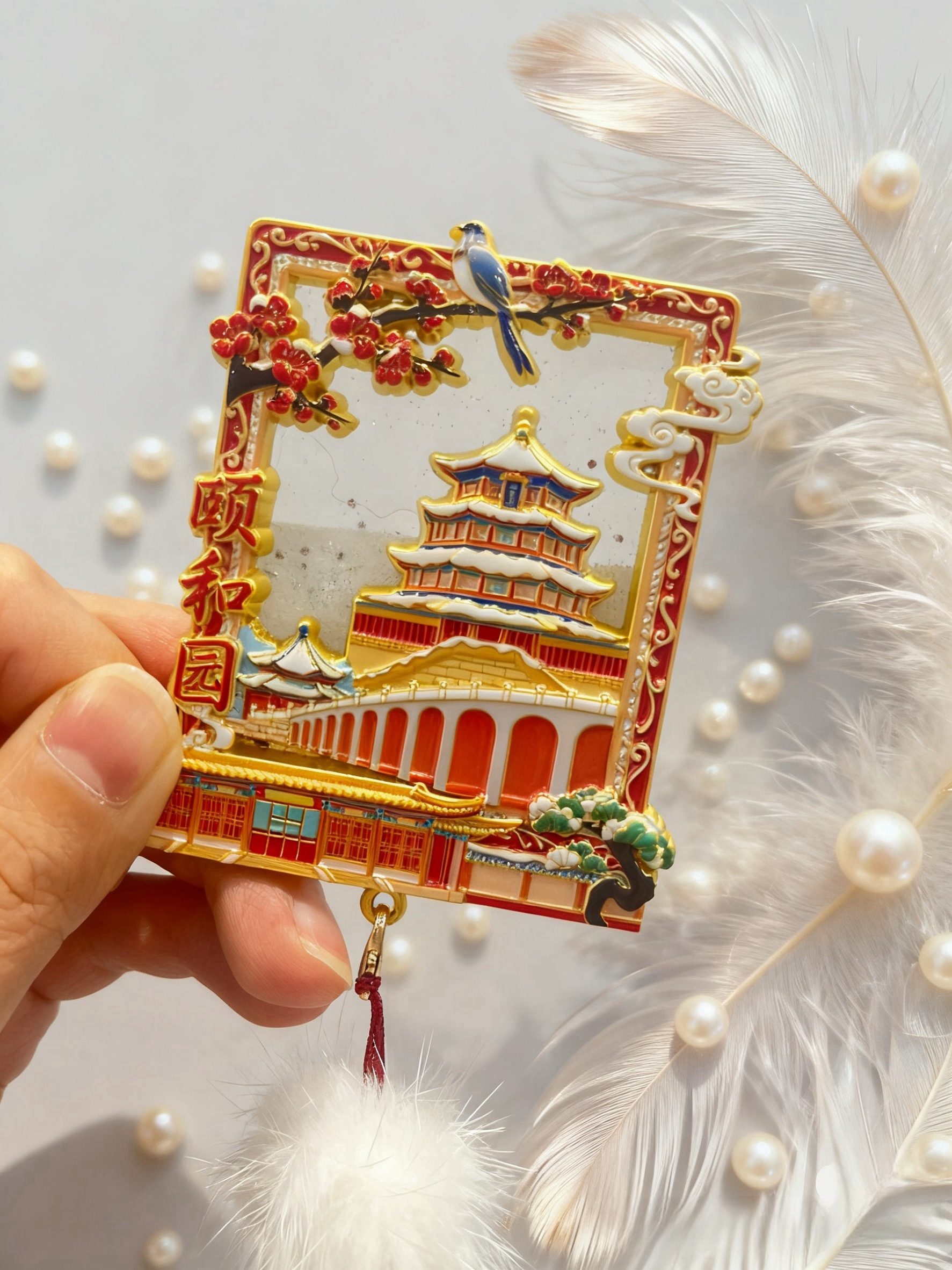 Summer Palace snow scene fridge magnet